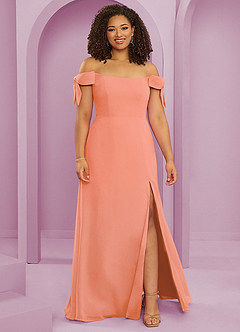 Barbie ♥ Azazie Jurken voor bruidsmeisjes Converteerbaar Jurk van Chiffon met A-Lijn Off the Shoulder Zonsondergang image7