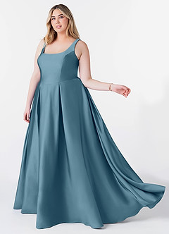 Azazie Neve Bridesmaid Dresses Bermuda Ball-Gown with Pockets Stretch Satin Dress image9