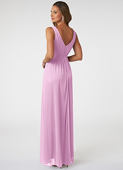 Azazie Tanicia Bridesmaid Dresses Candy Pink A-Line V-Neck Pleated Mesh Dress image4