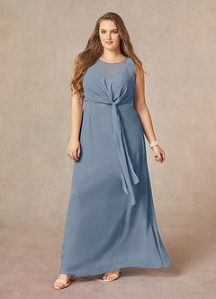 Azazie Marchioness Mother of the Bride Dresses Twilight A-Line Scoop Pleated Chiffon Dress image10