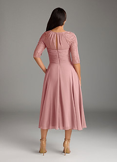 Azazie Dorothea Final Sale Dusty Rose A-Line Scoop lace Chiffon Dress image2