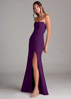Azazie Leonis Bridesmaid Dresses Grape Sheath Strapless Chiffon Convertible Dress image3