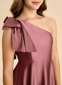 Azazie Penguin Junior Abito A-Line in Raso Elasticizzato Fiocco Ametista image7