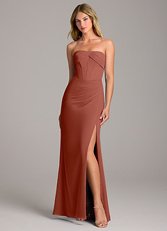 Azazie Chantel Bridesmaid Dresses Auburn Sheath Strapless Chiffon Convertible Dress image1