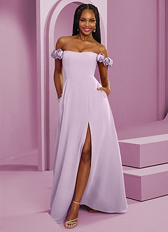 Barbie ♥ Azazie Bridesmaid Dresses Frosted Lilac A-Line Off the Shoulder Chiffon Convertible Dress image1