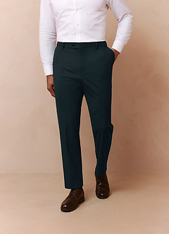 front Savile Vert Foncé Pantalon habillé en mélange de laine
