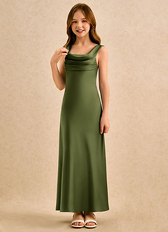 Azazie Raspberry Girls Formal Flower Girl Klänningar Klä A-Line i Stretch Satin Plisserad image5