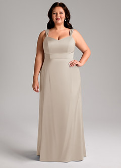 Azazie Denice Bridesmaid Dresses Frost Sheath Pleated Stretch Satin Dress image8