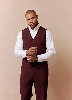 Savile Burgundy Wool Blend Suit Vest