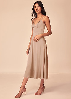 Azazie Dottie Bridesmaid Dresses English Rose A-Line Stretch Satin Dress image4