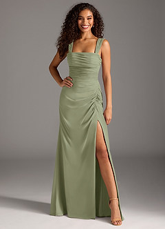Azazie Jesaphine Bridesmaid Dresses Pistachio Sheath Bow Chiffon Dress image4