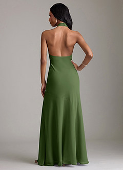 Azazie Lorena Vestidos de damas de honor Vestido de Oliva de Gasa de Corte Sirena con Plisado image2