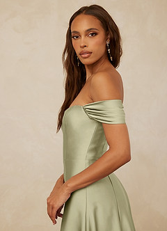 Christian Siriano Bridal for Azazie 1002 Bridesmaid Dresses Pistachio A-Line Off the Shoulder Stretch Satin Convertible Dress image7