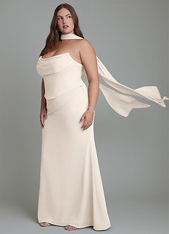 Azazie Sorrel Abiti da Damigella Abito Sirena in Chiffon Corsetto Alabastro Bianco image14