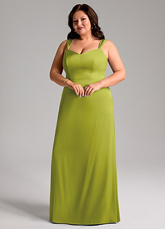 Azazie Denice Suknie dla druhen Osłona Pofałdowany Satyna elastyczna Do ziemi Sukienka image6