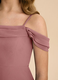 Azazie Anselie Junior A-Linie Schulterfrei Chiffon Kleid Wüstenrose image8