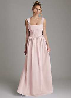 Azazie Caterina Bridesmaid Dresses Blushing Pink A-Line Corset Chiffon Dress image4