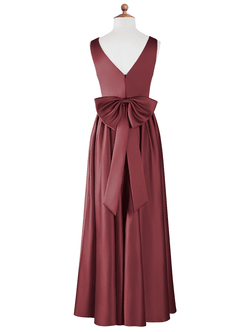Azazie Hathaway Junior Merlot A-Line Bow Stretch Satin Dress image7