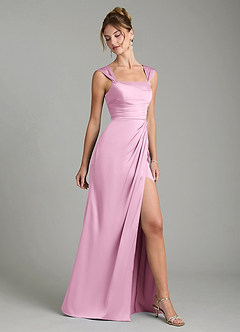 Azazie Filippa Bridesmaid Dresses Candy Pink A-Line Pleated Stretch Satin Dress image5