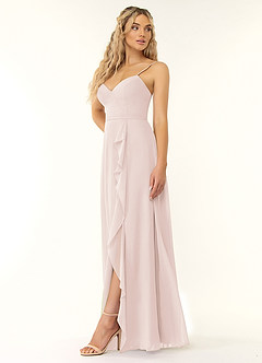 Azazie Naeem Bridesmaid Dresses Rose Petal A-Line V-Neck Ruffle Chiffon Dress image3