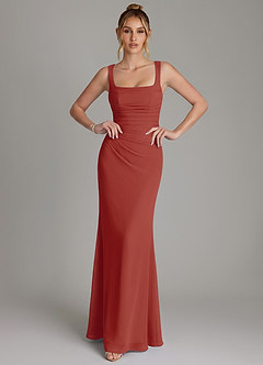 Azazie Agustina Bridesmaid Dresses Terracotta Mermaid Corset Chiffon Dress image3