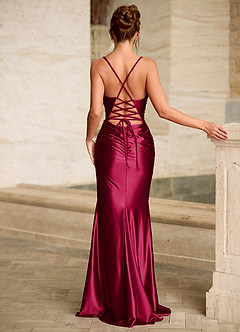 Scarlett Wine Backless Lace-up Mermaid Prom Dress image2