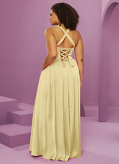 Barbie ♥ Azazie Bridesmaid Dresses Lemon Sorbet A-Line with Pockets Stretch Satin Dress image14