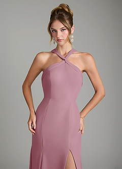 Azazie Rue Bridesmaid Dresses Vintage Mauve A-Line Halter Chiffon Dress image3