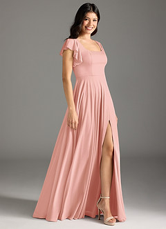 Azazie Bondi Bridesmaid Dresses Rosette A-Line Ruched Mesh Dress image6