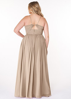 Azazie Cora Bridesmaid Dresses Taupe A-Line Pleated Chiffon Dress image7