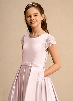 Azazie Bunny Girls Formal Jurken voor bloemenmeisjes Baljurk Jurk van Kant Blozend Roze image4