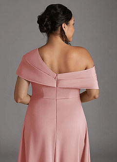 Azazie Milton Mère de la mariée Robes Robe Trapèze en Satin extensible Plissée Rose Poudré image10