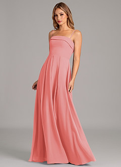 Azazie Lucienne Bridesmaid Dresses Coral A-Line Strapless Chiffon Convertible Dress image6