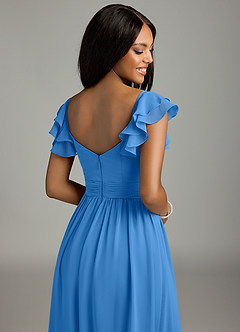 Azazie Anaya Brautjungfernkleider A-Linie Plissee Chiffon Kleid Blauhäher image2