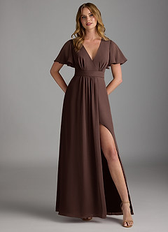 Azazie Zaniah Jurken voor bruidsmeisjes Jurk van Chiffon met A-Lijn Ganache image1