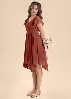 Azazie Janeaurelia Junior Auburn A-Line Pleated Chiffon Dress image5