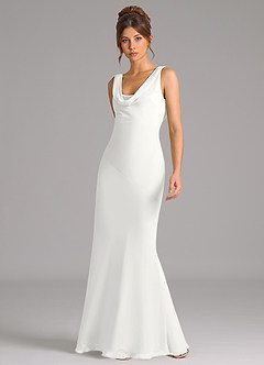 Azazie Rylina Bridesmaid Dresses White Mermaid Pleated Chiffon Dress image3