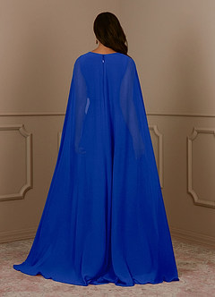 Azazie Isa Kleider für die Brautmutter A-Linie V-Hals Gefaltet Chiffon Kleid Königsblau image4