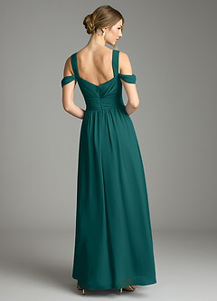 Azazie Lianne Bridesmaid Dresses Peacock A-Line Off the Shoulder Chiffon Dress image7