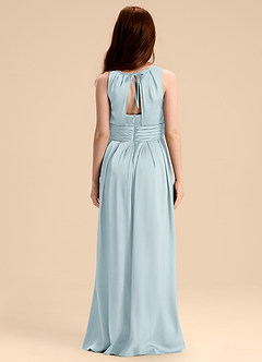 Azazie Bibiane Junior Mist A-Line Pleated Stretch Satin Dress image2