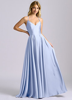Azazie Truce Bridesmaid Dresses Ice A-Line Stretch Satin Dress image6