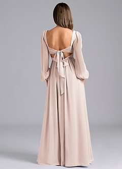 Azazie Zeya Bridesmaid Dresses Rose Petal A-Line Long Sleeve Chiffon Dress image2