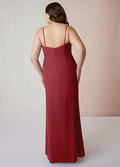 Azazie Tayla Final Sale Pomegranate Sheath Chiffon Dress image7