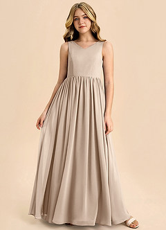 Azazie Hathaway Junior Klä av A-Line i Chiffong Rosett image3