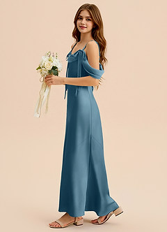 Azazie Bellalina Junior Bermuda Mermaid Pleated Stretch Satin Dress image5