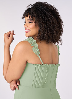 Barbie ♥ Azazie Bridesmaid Dresses Dusty Sage A-Line Sweetheart Neckline Chiffon Dress image10