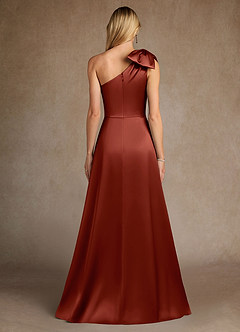 Azazie Easton Mother of the Bride Dresses Terracotta A-Line One Shoulder Stretch Satin Dress image3