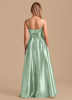 Azazie Lucienne Brudtärnklänningar Klä av A-Linje i Metallisk satin Plisserad Matcha image2