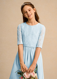 Azazie Pippin Junior Formal vestidos de niña de las flores Vestido de Azul Cielo de Encaje de Corte En A image5