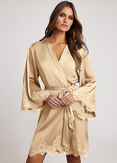 front Batas de satén con encaje exclusivo